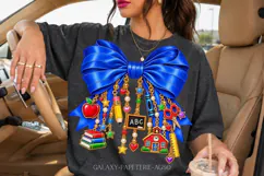 Royal Blue Teacher Bow PNG with School Charms Product Image 2