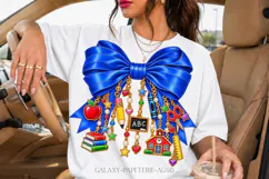 Royal Blue Teacher Bow PNG with School Charms Product Image 3
