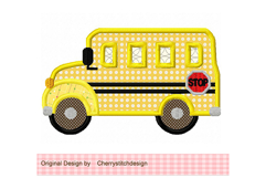 School Bus Applique Machine Embroidery Design Back To School Product Image 1