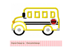 School Bus Applique Machine Embroidery Design Back To School Product Image 2