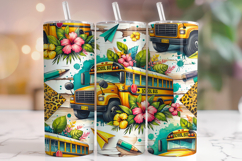 School Bus Tumbler Wrap Sublimation, School Bus Driver PNG Product Image 1