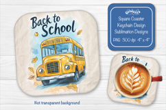 Bask to school square coaster sublimation Square keychain Product Image 1