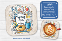 Funny Teacher square coaster sublimation Square keychain png Product Image 1