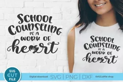 Celebrate the hard work of school counselors with this School Counselor Work of Heart SVG design. Ideal for Cricut or Silhouette crafters, create custom shirts, tote bags, and more to show your appreciation.