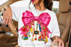 Hot Pink Teacher Bow PNG with School Charms Product Image 3