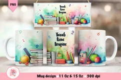 School Mug Wrap Sublimation Designs, School Tree Mug, School Png