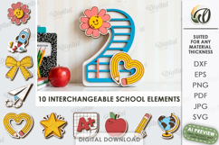 School Number Interchangeable Decor Laser Cut. Two SVG Product Image 1