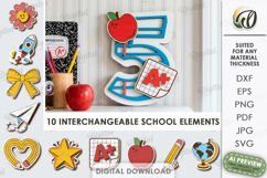 School Number Interchangeable Decor Laser Cut. Five SVG Product Image 1