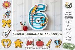 School Number Interchangeable Decor Laser Cut. Six SVG Product Image 1