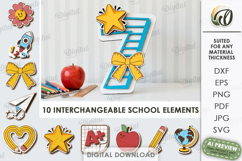 School Number Interchangeable Decor Laser Cut. Seven SVG Product Image 1