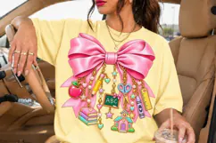 Pink Teacher Bow PNG with Pastel School Charms Product Image 3