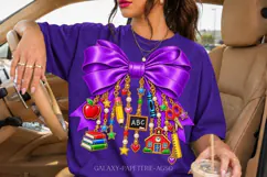 Purple Teacher Bow PNG with Books and School Charms Product Image 2