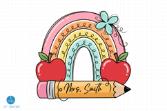 School Rainbow Pencil Name Plate,School Teacher PNG Product Image 1