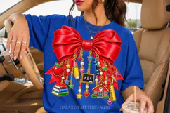 Red Teacher Bow PNG with Apple and School Charms Product Image 3