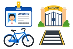 School Safety Road Signs and Transportation Vector Product Image 2