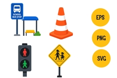 School Safety Road Signs and Transportation Vector Product Image 3