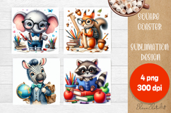 Back To School Design square coaster, sarcastik School Product Image 1