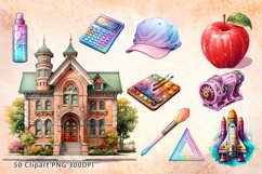 School Sublimation Clipart Bundle, Back to School Clipart, Sublimation, Back to School Clipart PNG, Back to School Bundle, Clipart, Back to School Watercolor, Back to School PNG, Back to School Sublimation Clipart, School Illustration, Digital Print, Digi