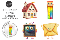 School Supplies Cartoon Clipart Product Image 1
