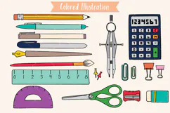 School Supplies Color | Hand Drawn Stationary, Office Doodle Product Image 2