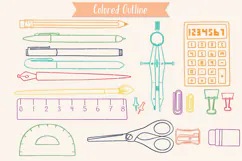 School Supplies Color | Hand Drawn Stationary, Office Doodle Product Image 4