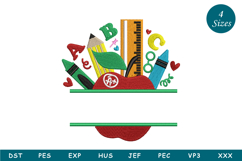 School Supplies | split Design | Machine Embroidery Product Image 1