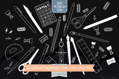 School Supplies White | Hand Drawn Stationary, Office Doodle Product Image 1