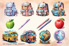 School Watercolor, School Vector, School Wall Art, Wall Art, School Art, School Watercolor Clipar,t School Art, School Bundle, School Stickers, School Illustrations, School Png, School Print On Demand, Print On Demand, School Sublimation, Watercolor Schoo