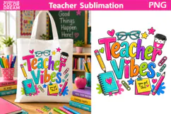 Teacher Vibes Sublimation | Back To School Clipart Product Image 1
