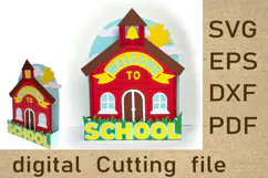3D School House Pop Up Card SVG | Back to School Papercraft Product Image 1