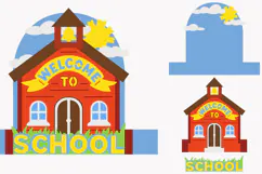 3D School House Pop Up Card SVG | Back to School Papercraft Product Image 3