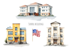 Watercolor Back to school clipart. School supplies PNG Product Image 3