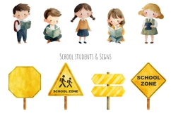 Watercolor Back to school clipart. School supplies PNG Product Image 4