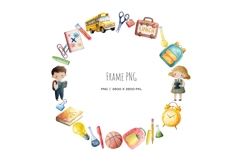 Watercolor Back to school clipart. School supplies PNG Product Image 6
