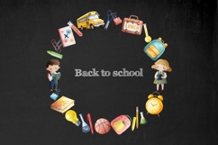 Watercolor Back to school clipart. School supplies PNG Product Image 8