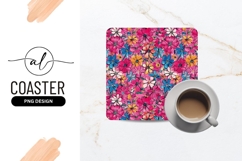 Floral Pattern with Pink Blue Yellow and White Flowers Product Image 1