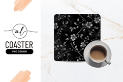 Black and Silver Floral Pattern with Detailed Flowers Product Image 1