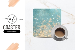 Teal Background with Gold Glitter Bokeh and White Sparkles Product Image 1
