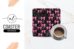 Pink and Black Bows Pattern on Black Background ribbon Product Image 1