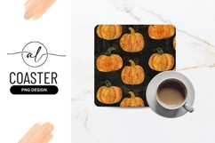 Watercolor Pumpkins Pattern on Black Background Product Image 1