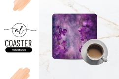 Purple Orchid Flowers on Textured Background Square Coaster Product Image 1
