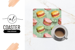 Watercolor Macaron Pattern in Yellow Pink Green on Teal Product Image 1