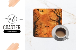 Halloween Scene with Bats Trees and Orange Moon Illustration Product Image 1