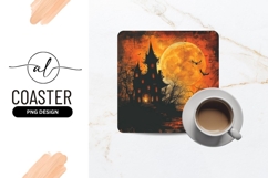 Spooky Halloween Scene with Haunted House Full Moon and Bats Product Image 1