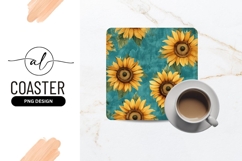 Watercolor Sunflowers on Teal Background Floral Pattern Product Image 1