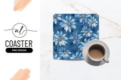 Blue Daisy Flowers Pattern on Textured Blue Background Product Image 1