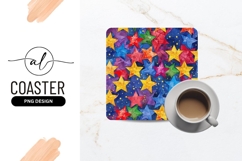 Colorful Star Pattern on Blue Background with Yellow Dots Product Image 1