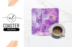 Watercolor Princess in Purple Gown with Castle Illustration Product Image 1