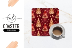 Festive Christmas Tree Pattern with Gold and Red Elements Product Image 1