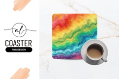 Watercolor Rainbow Waves Abstract Background with White Line Product Image 1